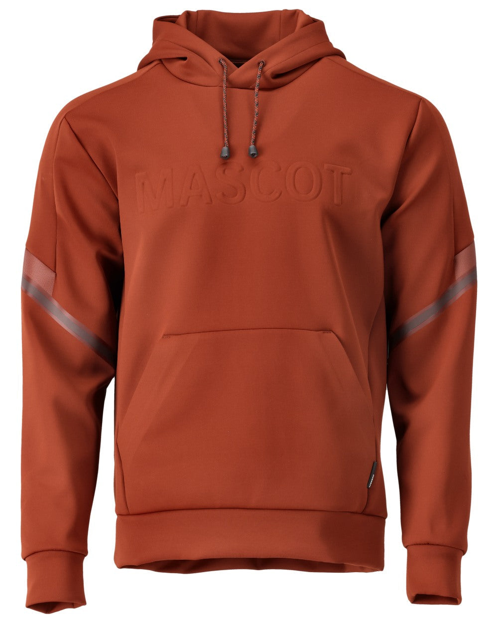 Autumn Red Coloured Mascot Workwear Mens Customized Water Repellent Fleece Hoodie on white background