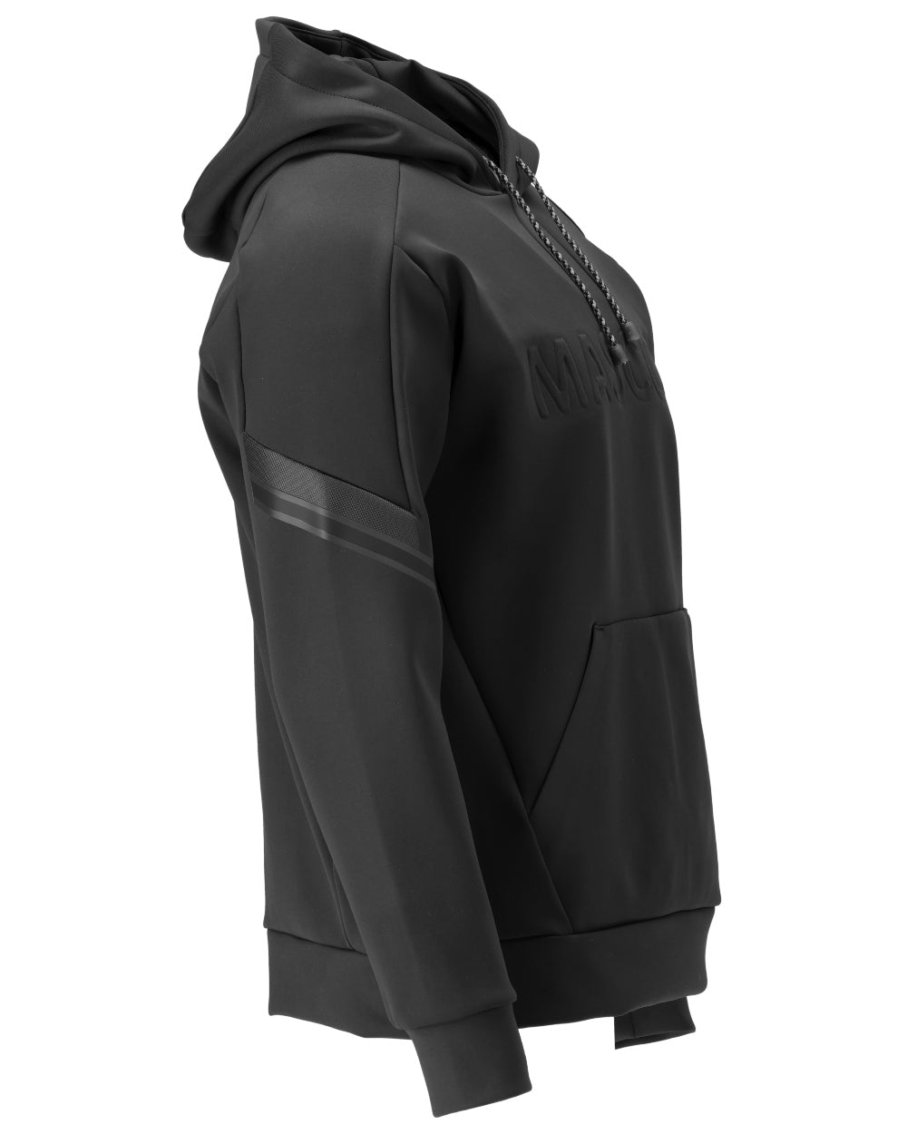 Black Coloured Mascot Workwear Mens Customized Water Repellent Fleece Hoodie on white background