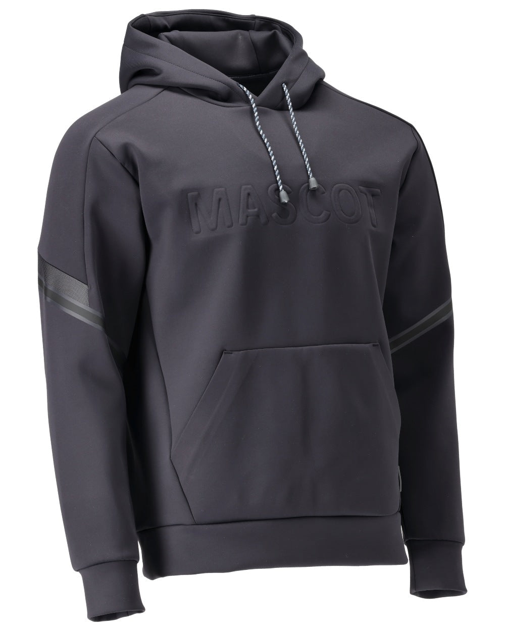 Dark Navy Coloured Mascot Workwear Mens Customized Water Repellent Fleece Hoodie on white background