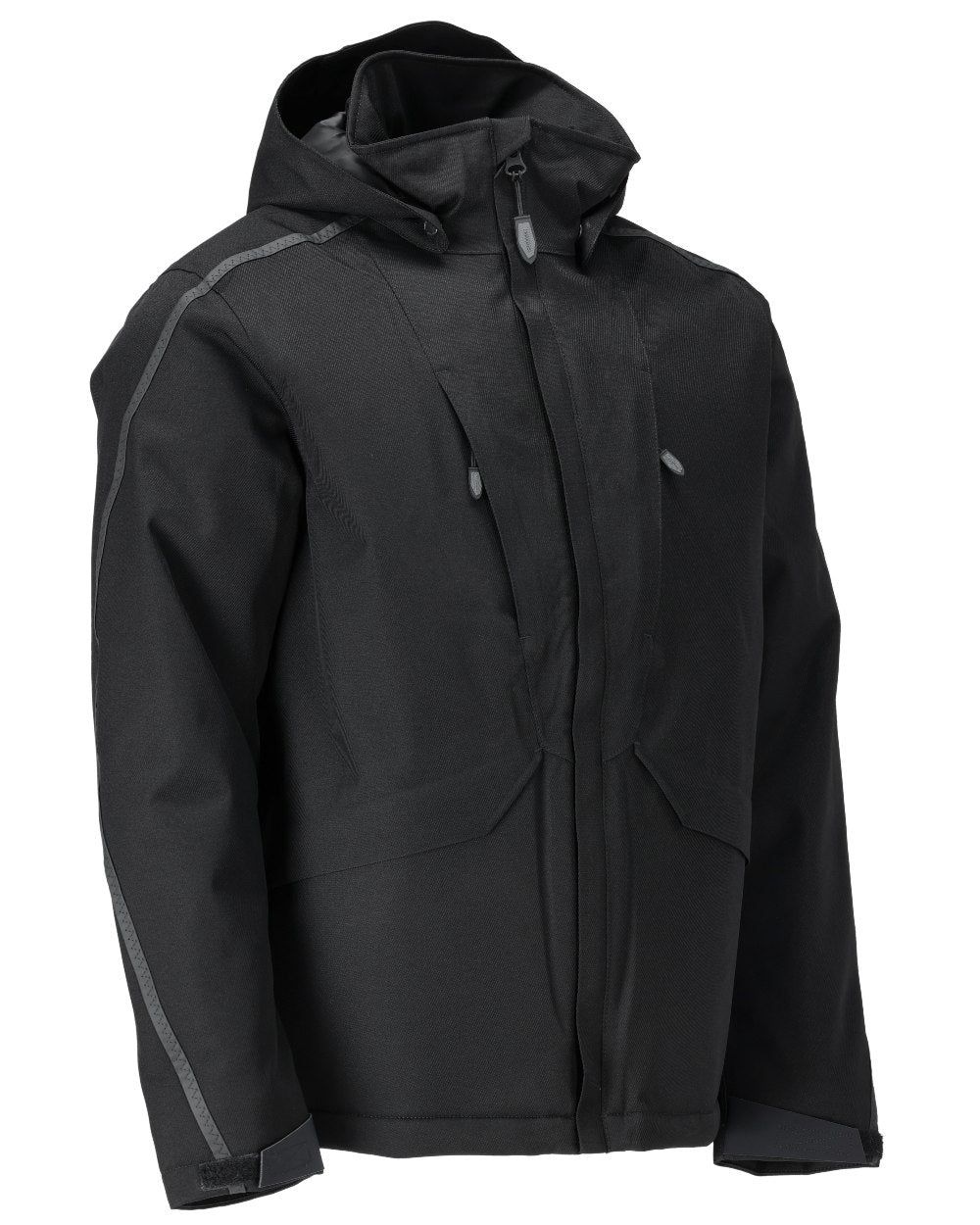 Black Coloured Mascot Workwear Mens Customized Waterproof Winter Jacket on white background