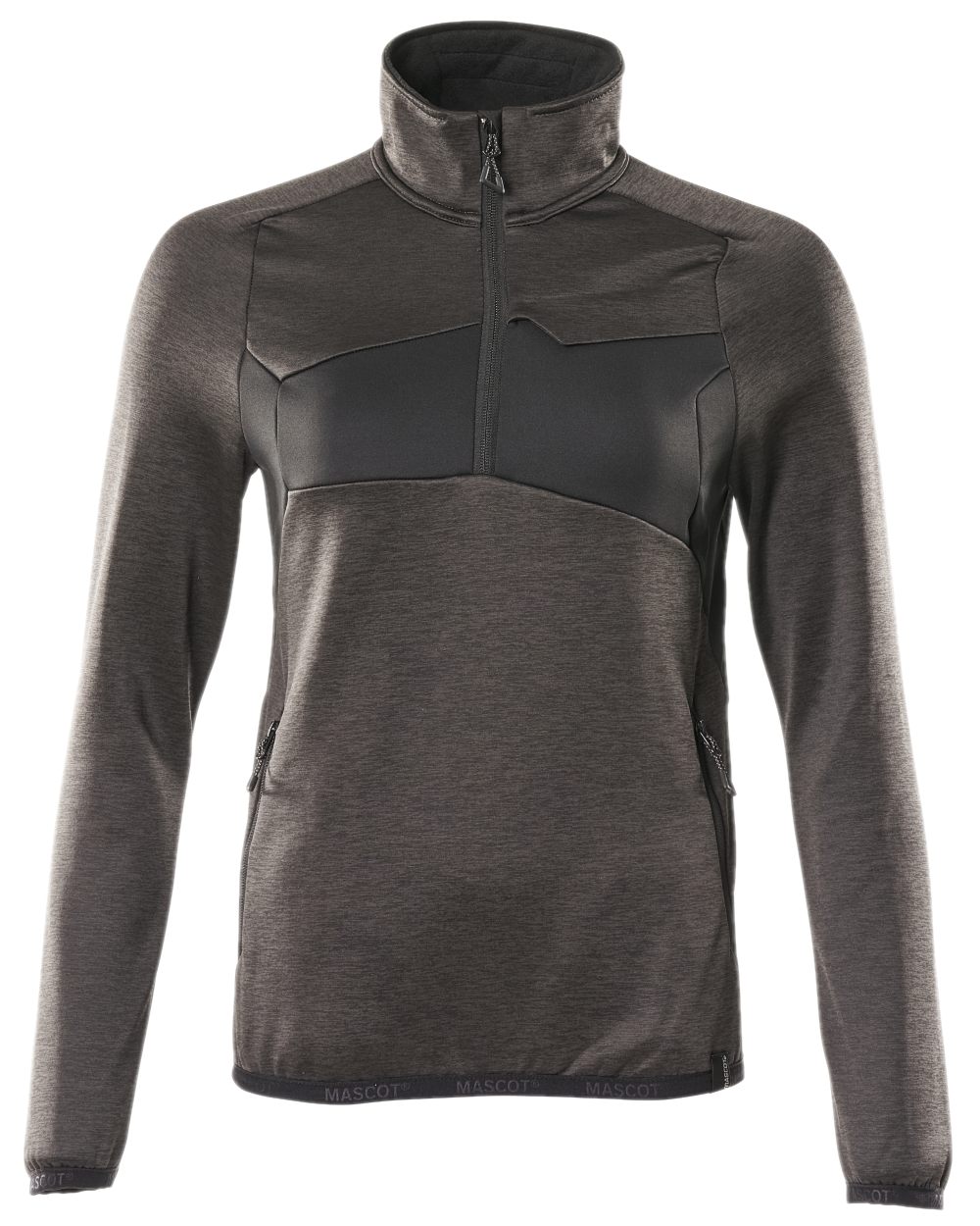 Dark Anthracite Black Coloured Mascot Workwear Womens Accelerate Fleece Jumper With Half Zip on white background