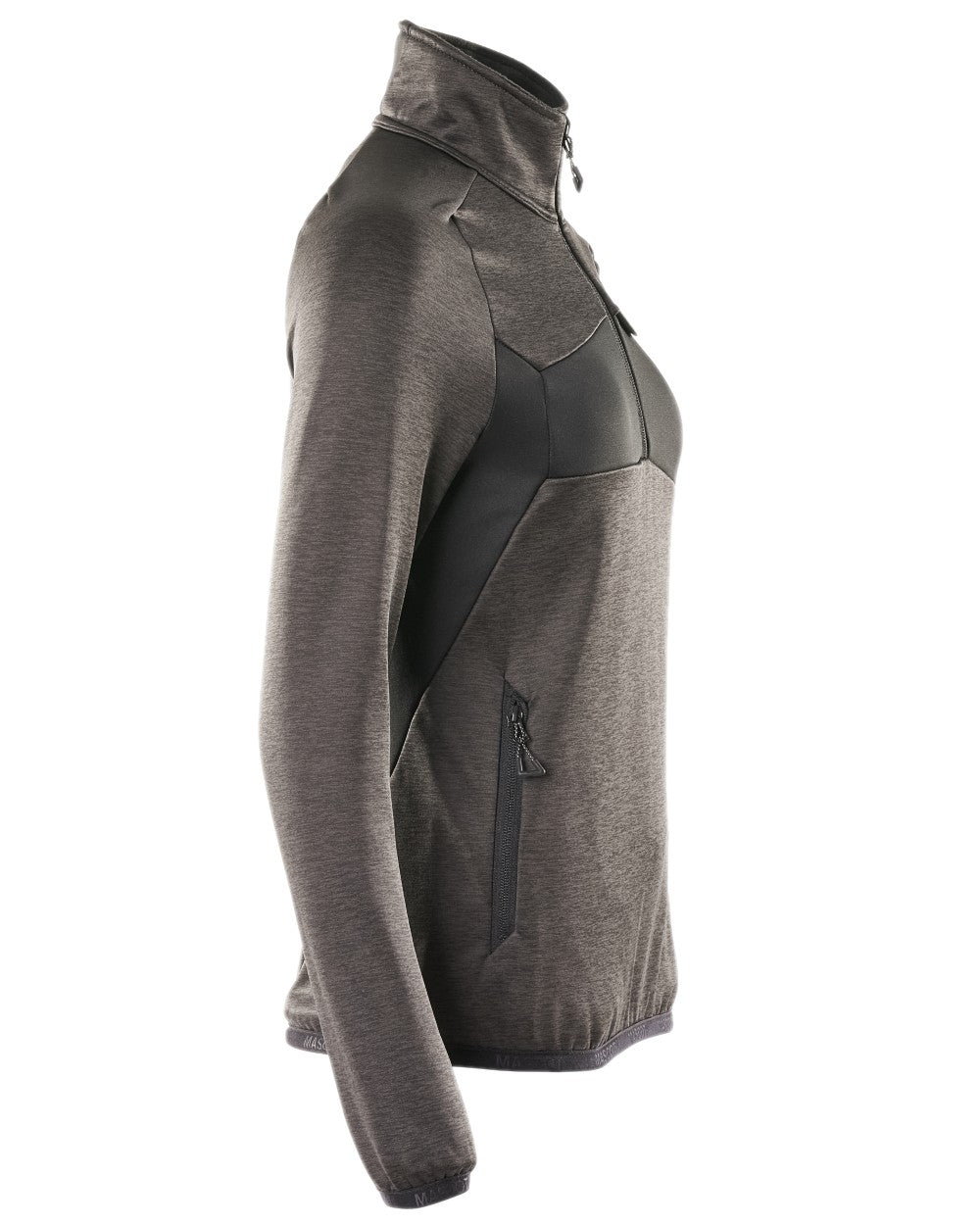 Dark Anthracite Black Coloured Mascot Workwear Womens Accelerate Fleece Jumper With Half Zip on white background