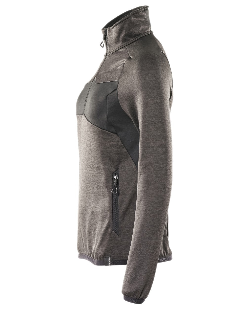 Dark Anthracite Black Coloured Mascot Workwear Womens Accelerate Fleece Jumper With Half Zip on white background