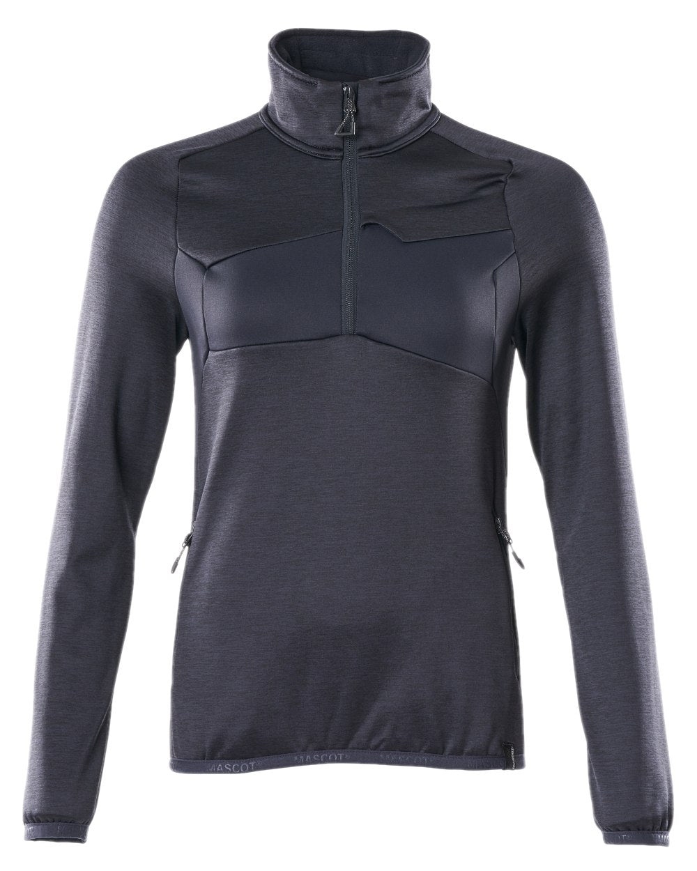 Dark Navy Coloured Mascot Workwear Womens Accelerate Fleece Jumper With Half Zip on white background