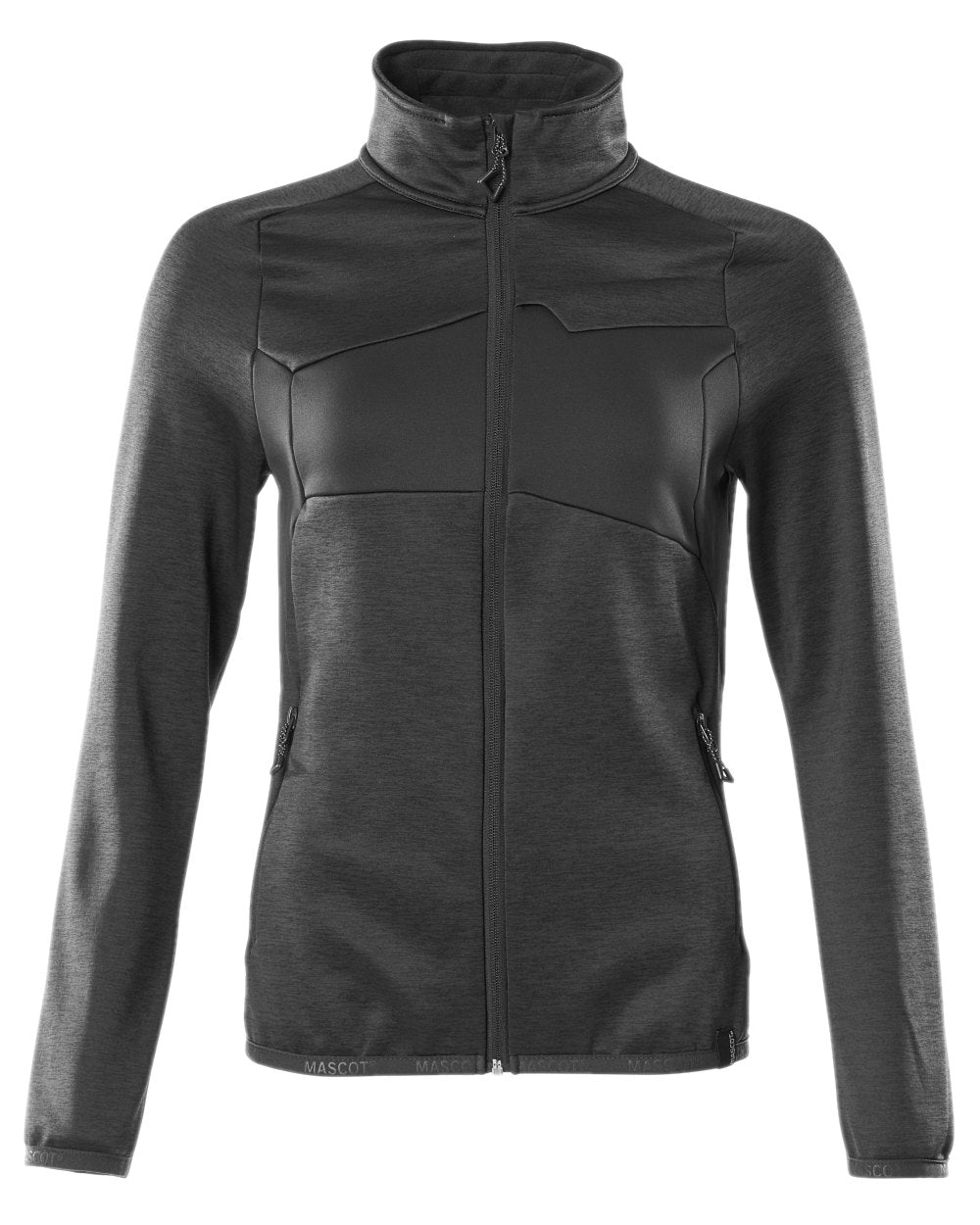 Black Coloured Mascot Workwear Womens Accelerate Fleece Jumper With Zipper on white background