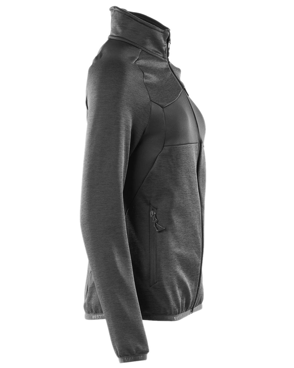 Black Coloured Mascot Workwear Womens Accelerate Fleece Jumper With Zipper on white background