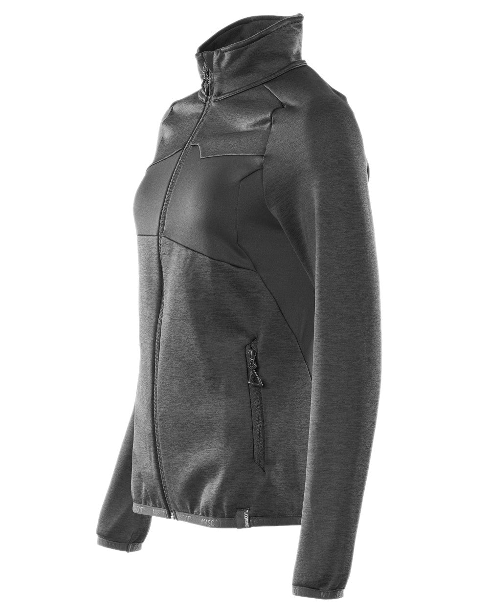 Black Coloured Mascot Workwear Womens Accelerate Fleece Jumper With Zipper on white background