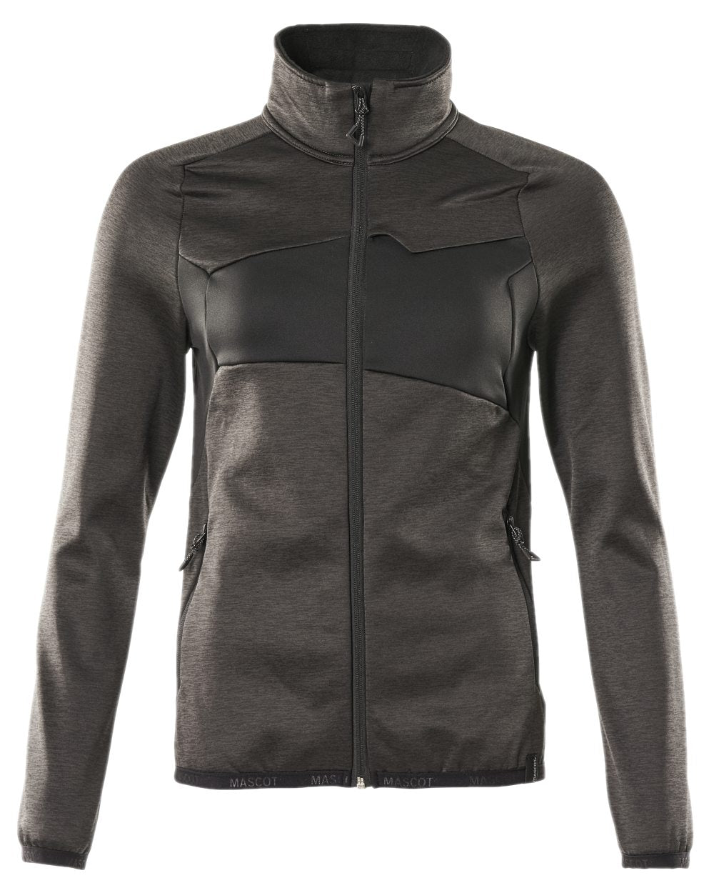 Dark Anthracite Black Coloured Mascot Workwear Womens Accelerate Fleece Jumper With Zipper on white background