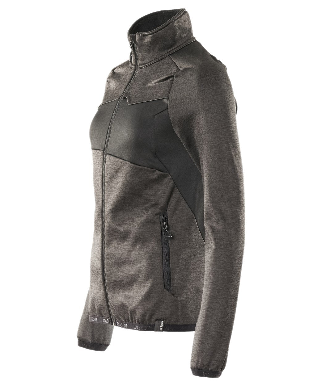 Dark Anthracite Black Coloured Mascot Workwear Womens Accelerate Fleece Jumper With Zipper on white background