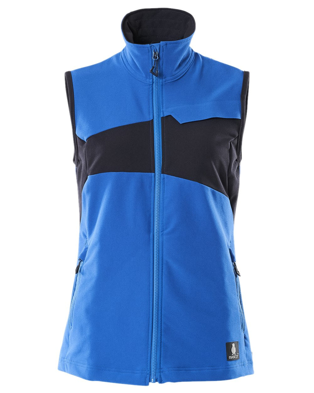 Azure Blue Dark Navy Coloured Mascot Workwear Womens Accelerate Gilet on white background