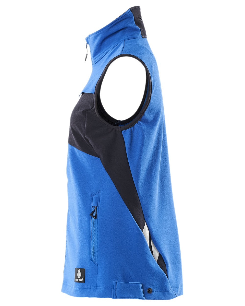 Azure Blue Dark Navy Coloured Mascot Workwear Womens Accelerate Gilet on white background