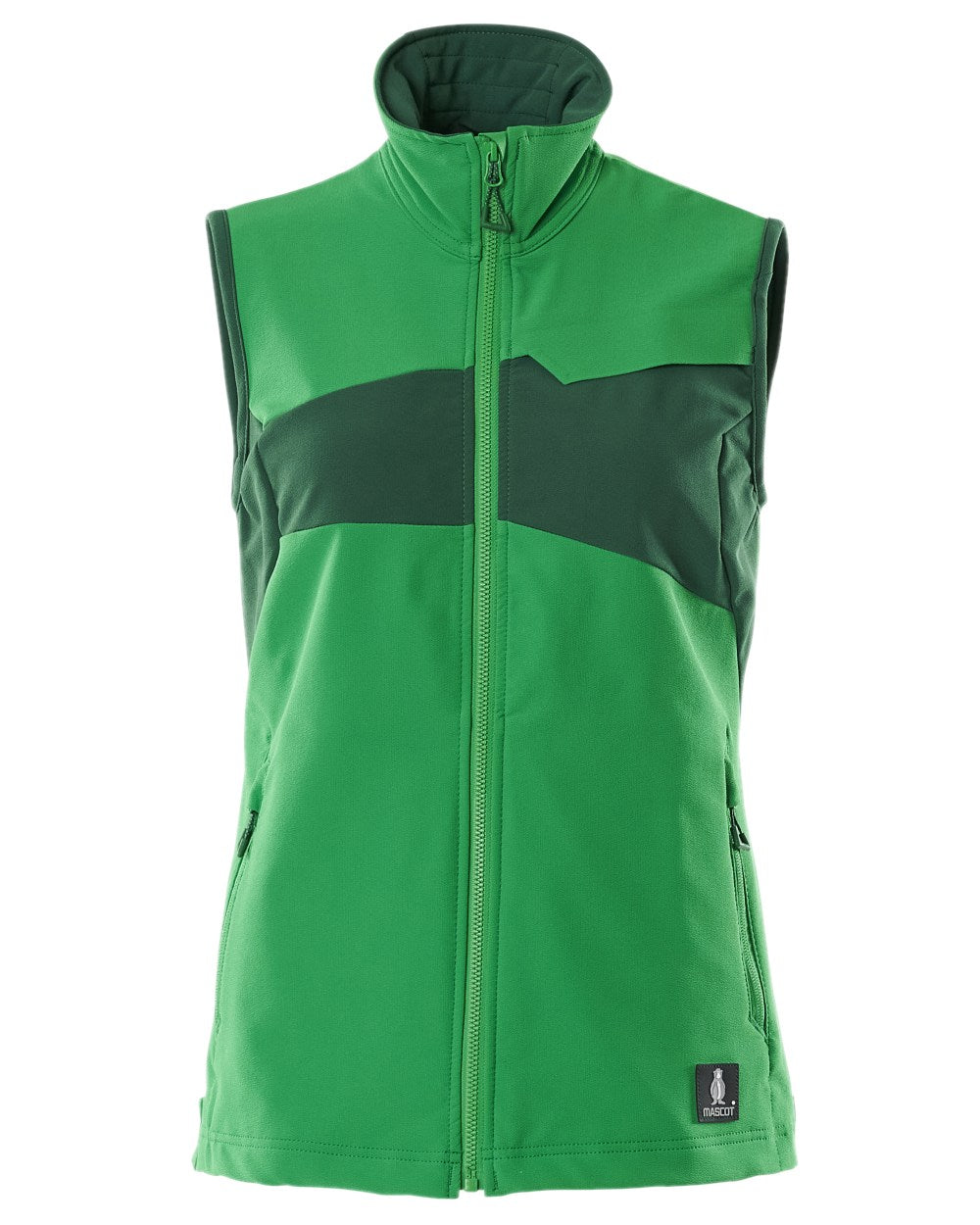 Grass Green Coloured Mascot Workwear Womens Accelerate Gilet on white background