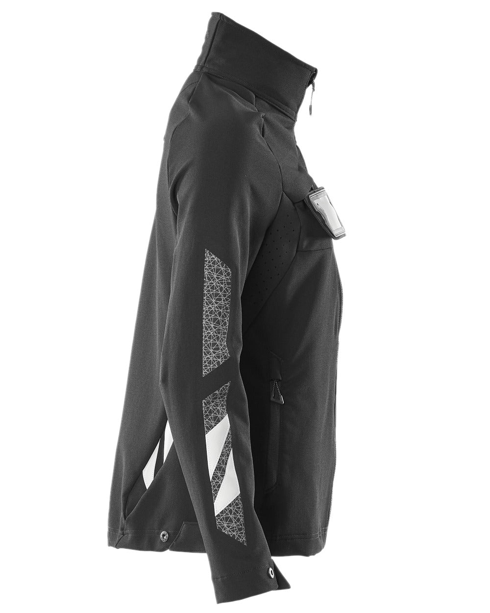 Black Coloured Mascot Workwear Womens Accelerate Jacket on white background