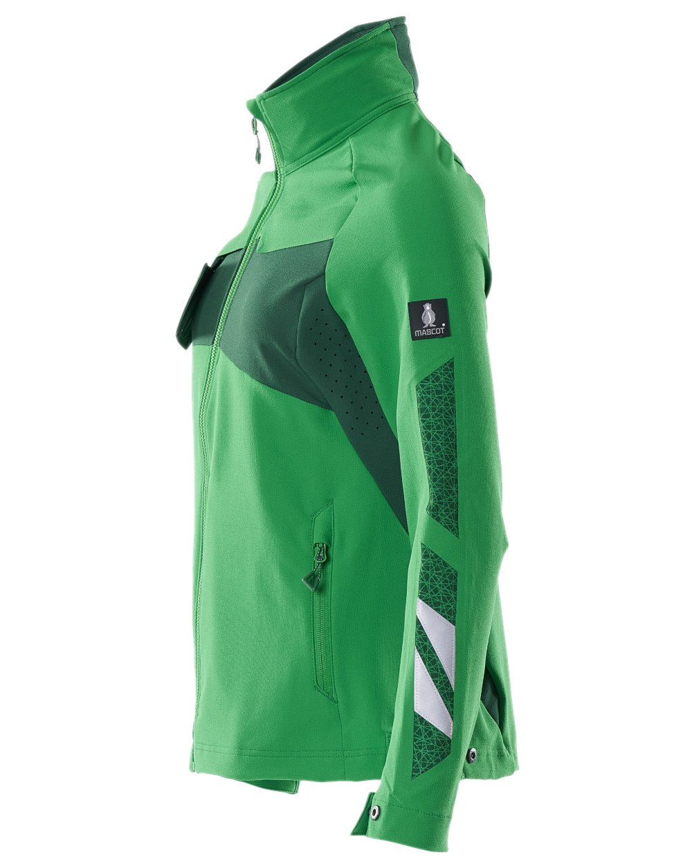 Grass Green Coloured Mascot Workwear Womens Accelerate Jacket on white background