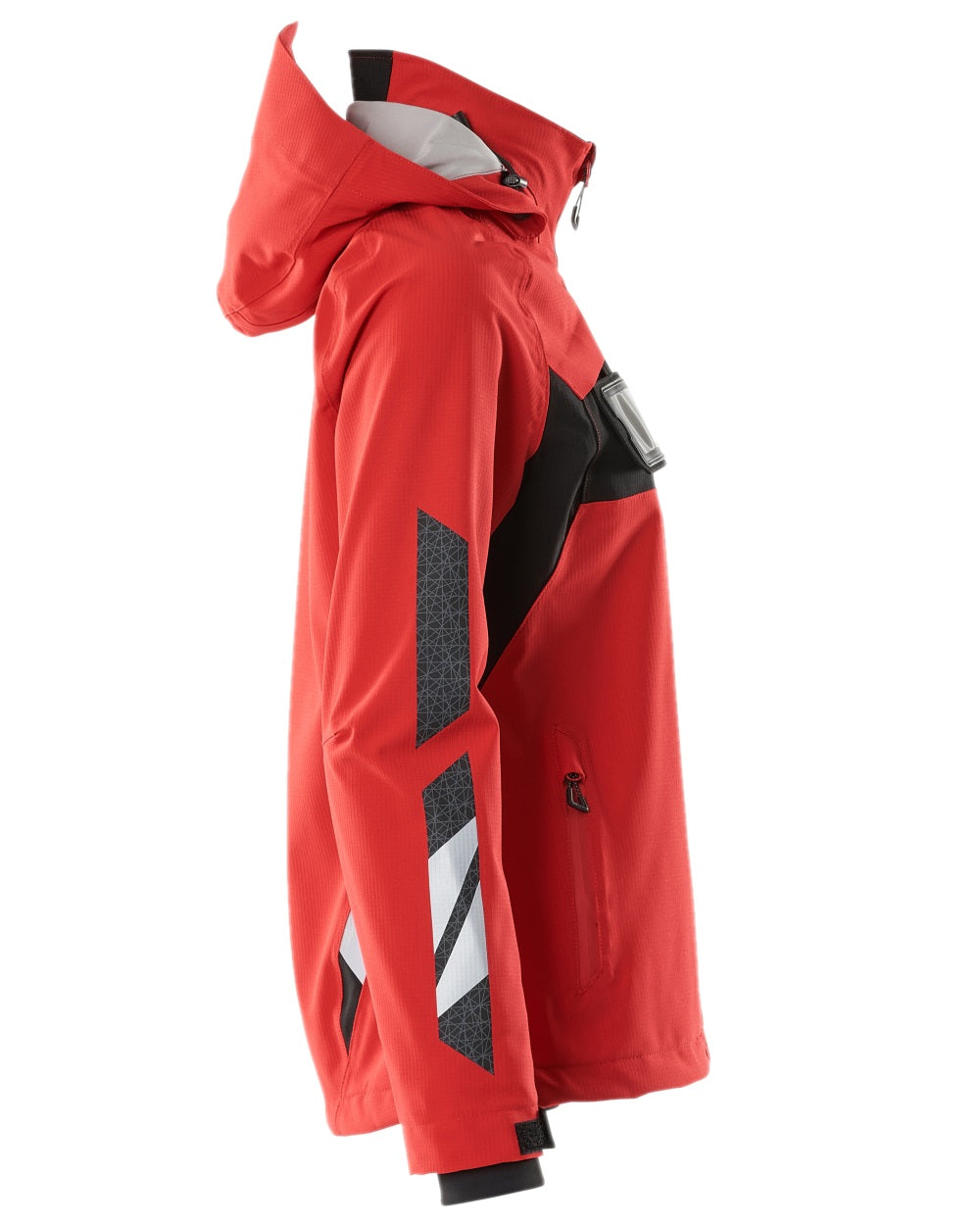 Traffic Red Black Coloured Mascot Workwear Womens Accelerate Lightweight Outer Shell Jacket on white background