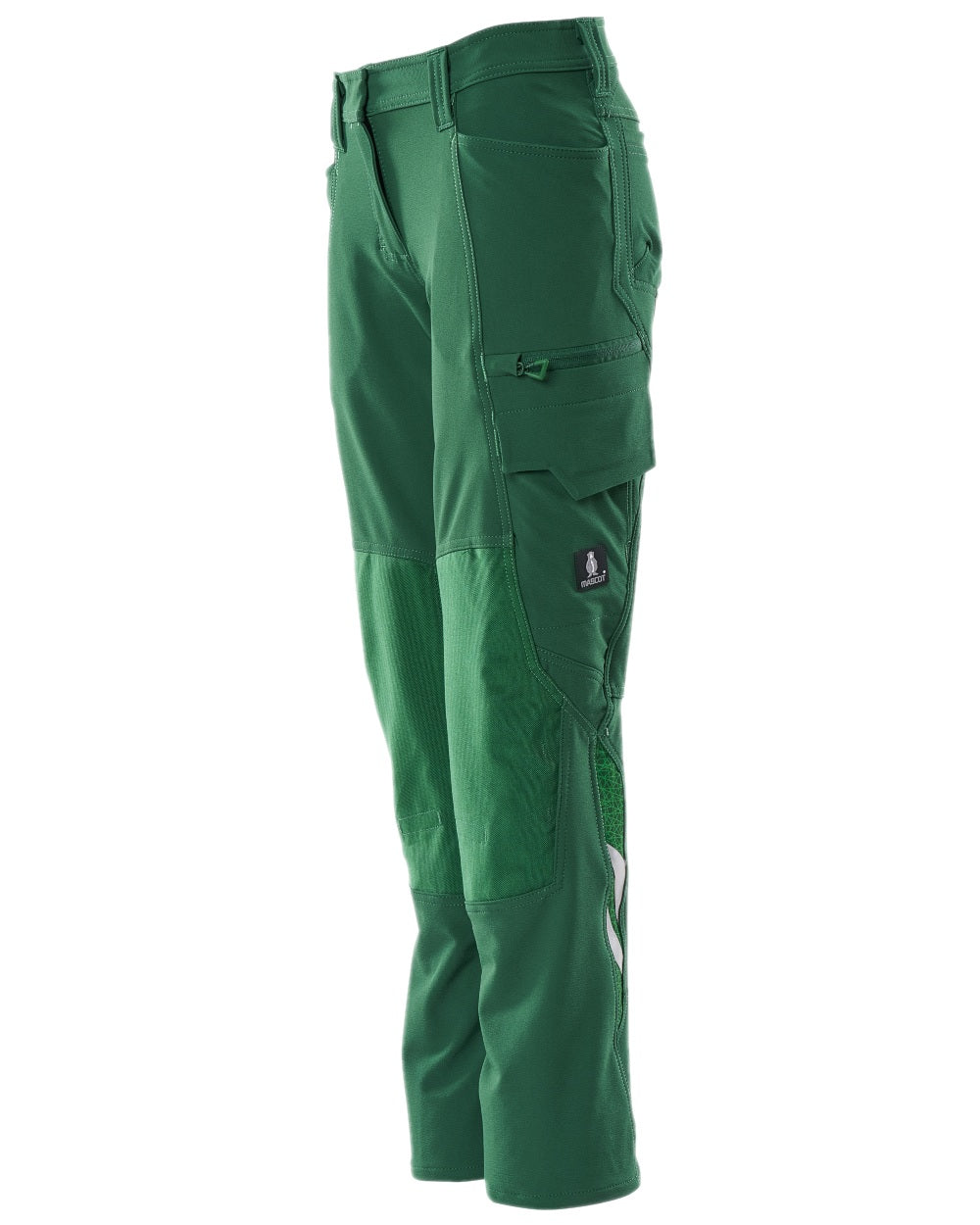 Green Coloured Mascot Workwear Womens Accelerate Lightweight Trousers With Kneepad Pockets on white background