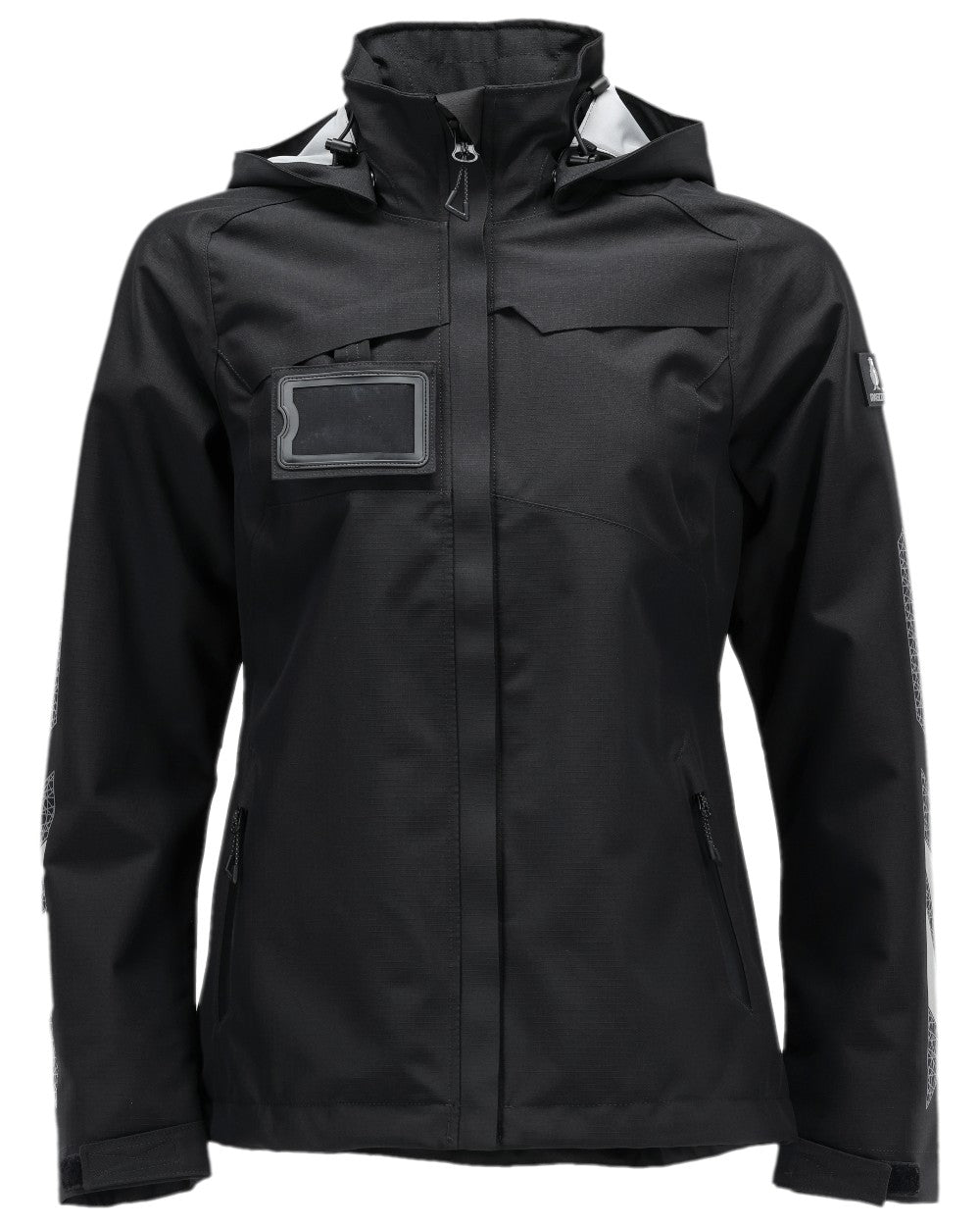 Black Coloured Mascot Workwear Womens Accelerate Outer Shell Jacket on white background