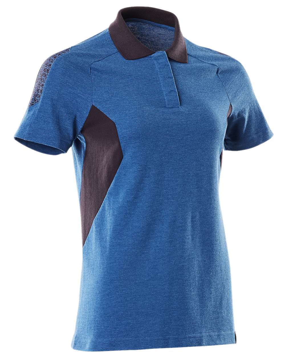 Azure Blue Dark Navy Coloured Mascot Workwear Womens Accelerate Polo Shirt on white background