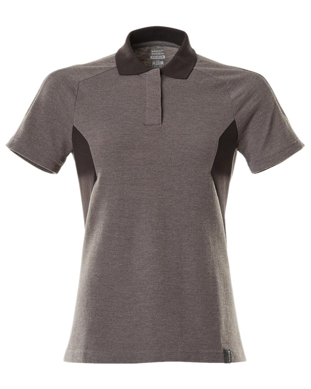 Dark Anthracite Black Coloured Mascot Workwear Womens Accelerate Polo Shirt on white background