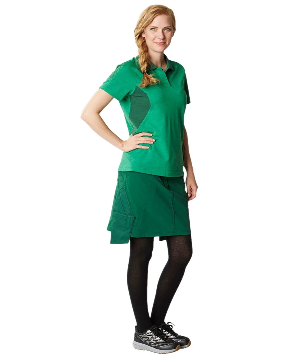 Grass Green Coloured Mascot Workwear Womens Accelerate Polo Shirt on white background