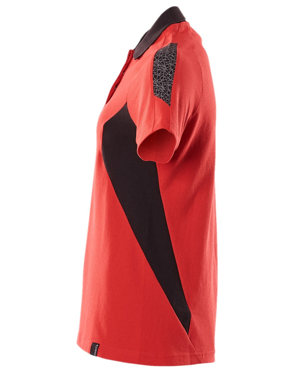 Traffic Red Black Coloured Mascot Workwear Womens Accelerate Polo Shirt on white background