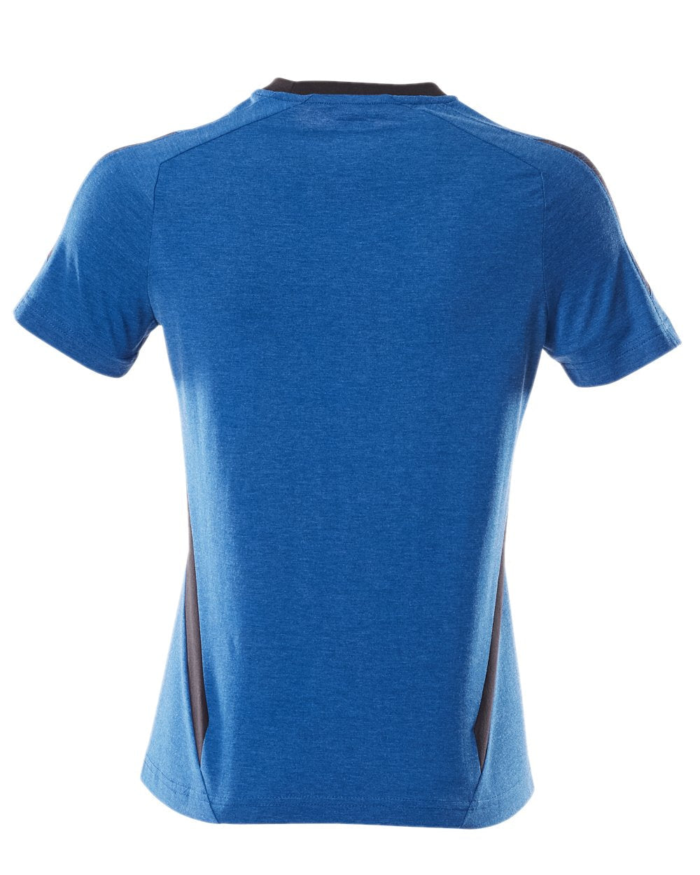 Azure Blue Dark Navy Coloured Mascot Workwear Womens Accelerate Round Neck T-Shirt on white background