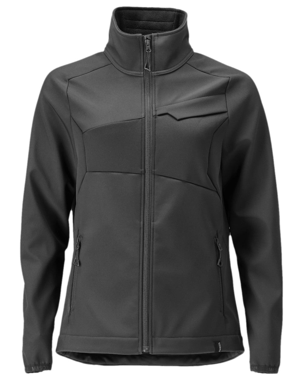 Black Coloured Mascot Workwear Womens Accelerate Softshell Jacket on white background