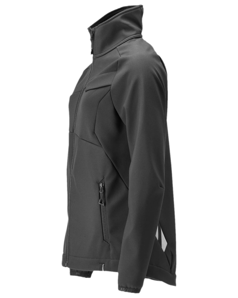 Black Coloured Mascot Workwear Womens Accelerate Softshell Jacket on white background