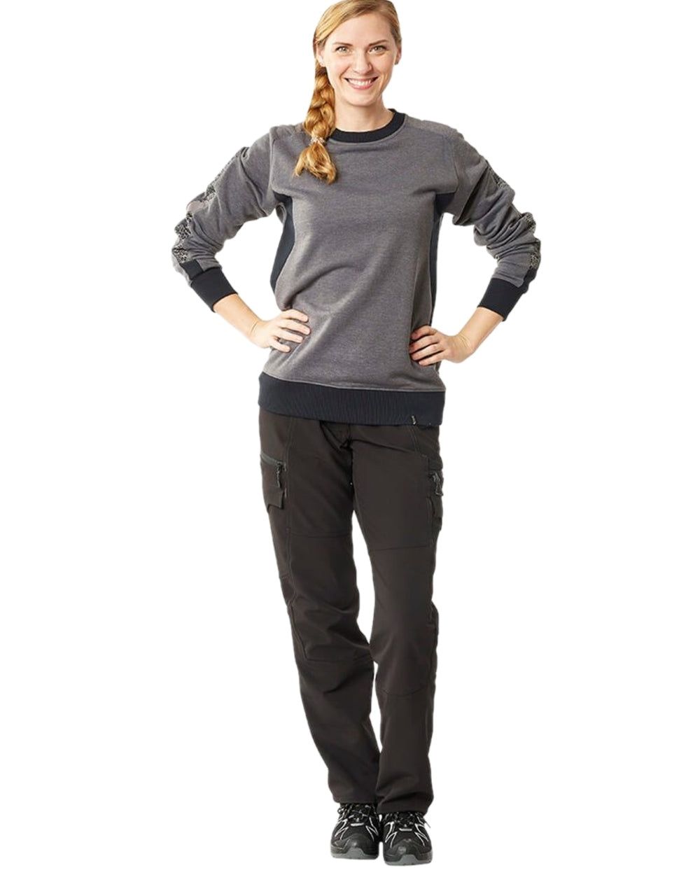 Dark Anthracite Black Coloured Mascot Workwear Womens Accelerate Sweatshirt on white background