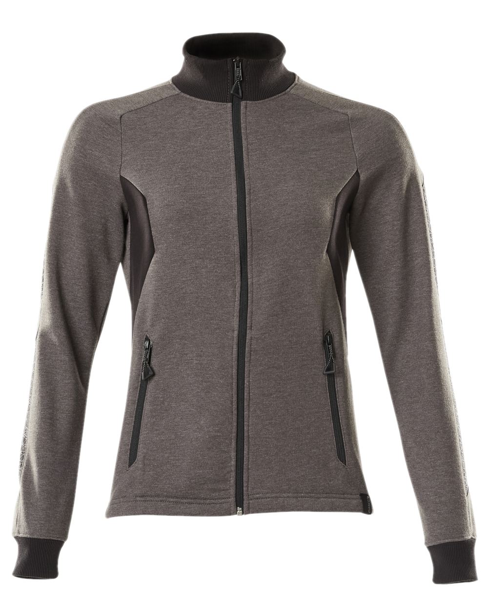 Dark Anthracite Black Coloured Mascot Workwear Womens Accelerate Sweatshirt With Zipper on white background