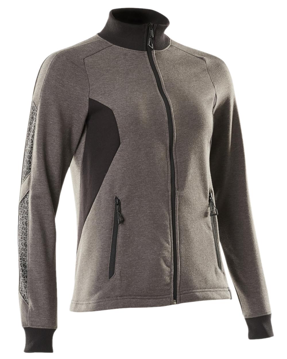 Dark Anthracite Black Coloured Mascot Workwear Womens Accelerate Sweatshirt With Zipper on white background