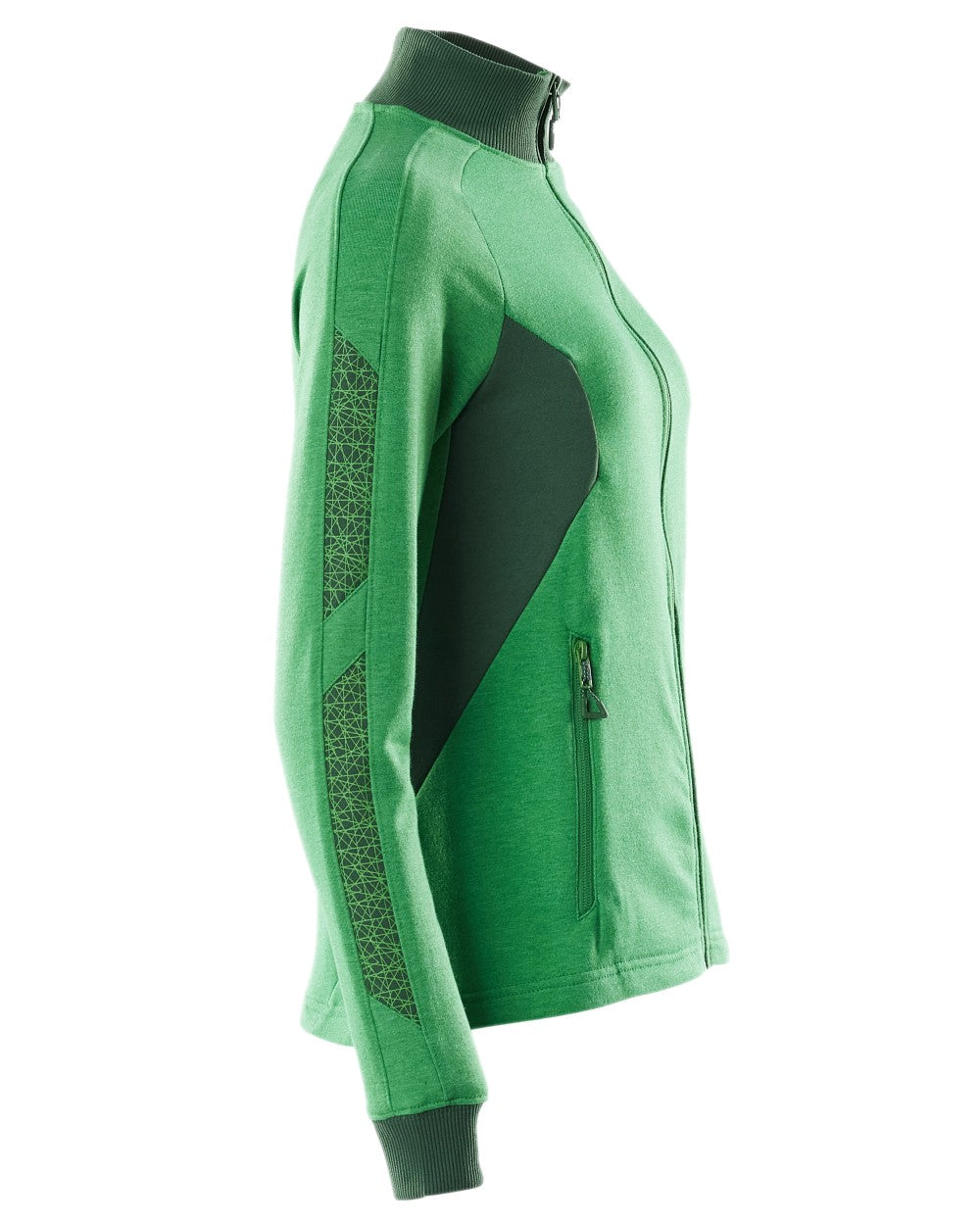 Grass Green Coloured Mascot Workwear Womens Accelerate Sweatshirt With Zipper on white background