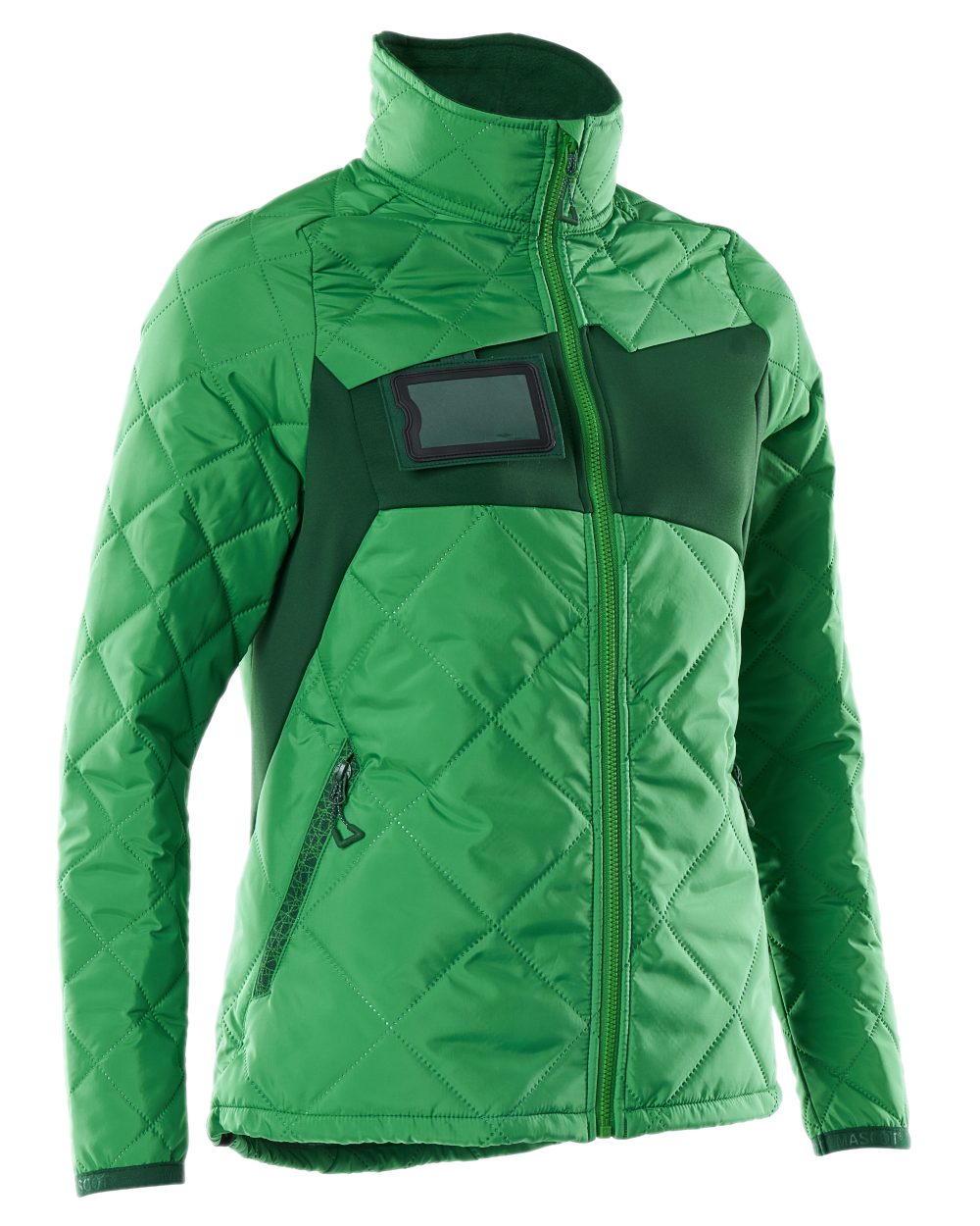 Grass Green Coloured Mascot Workwear Womens Accelerate Thermal Jacket on white background