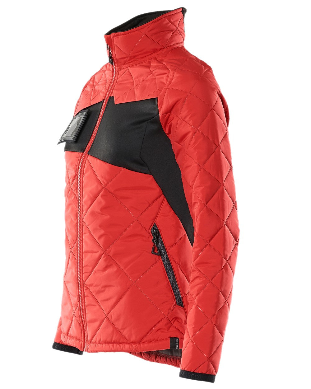Traffic Red Black Coloured Mascot Workwear Womens Accelerate Thermal Jacket on white background