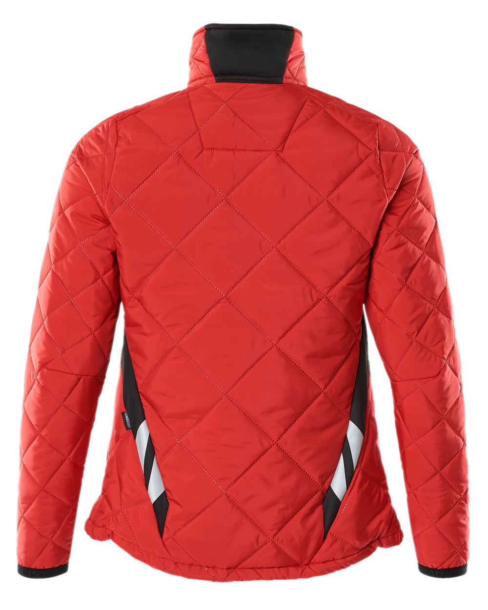 Traffic Red Black Coloured Mascot Workwear Womens Accelerate Thermal Jacket on white background