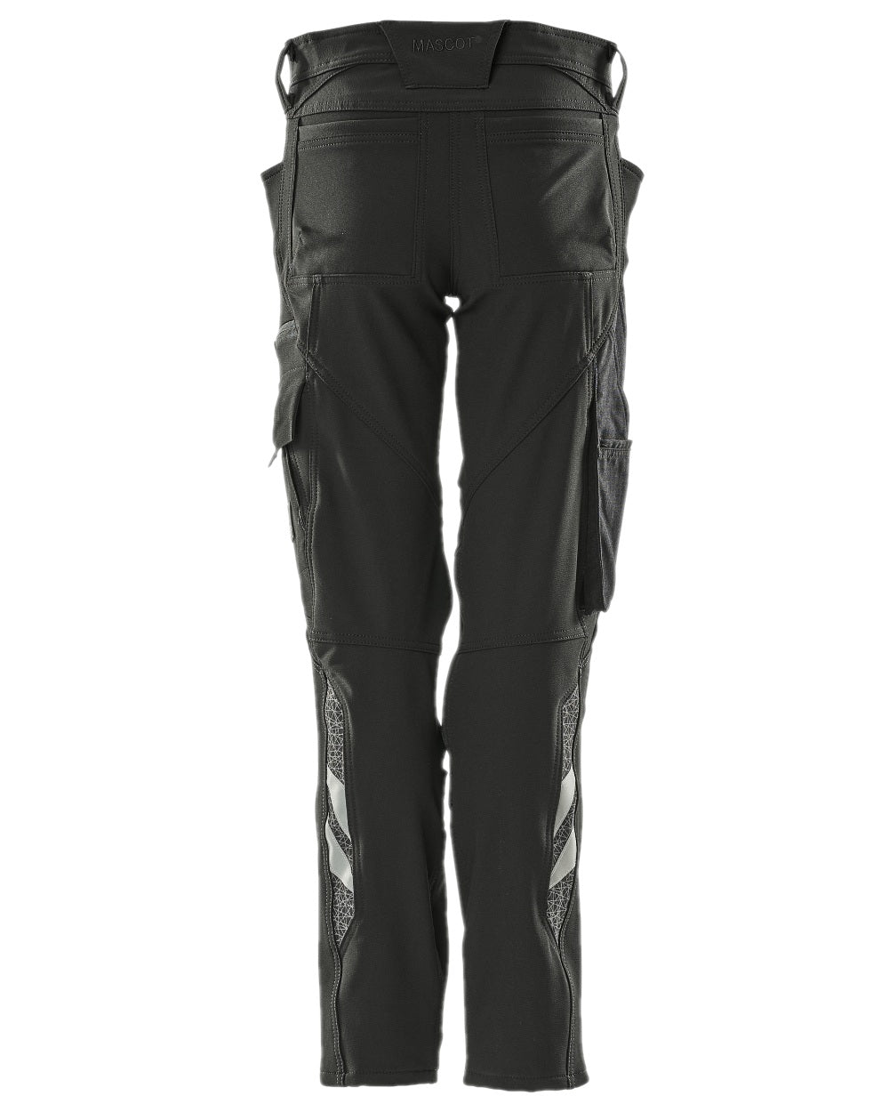 Black Coloured Mascot Workwear Womens Accelerate Trousers With Kneepad Pockets on white background