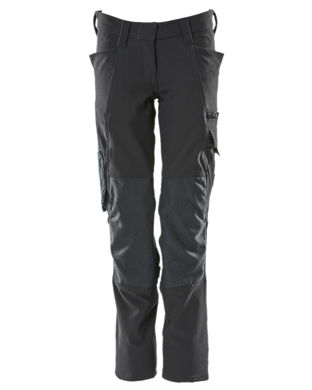 Dark Navy Coloured Mascot Workwear Womens Accelerate Trousers With Kneepad Pockets on white background