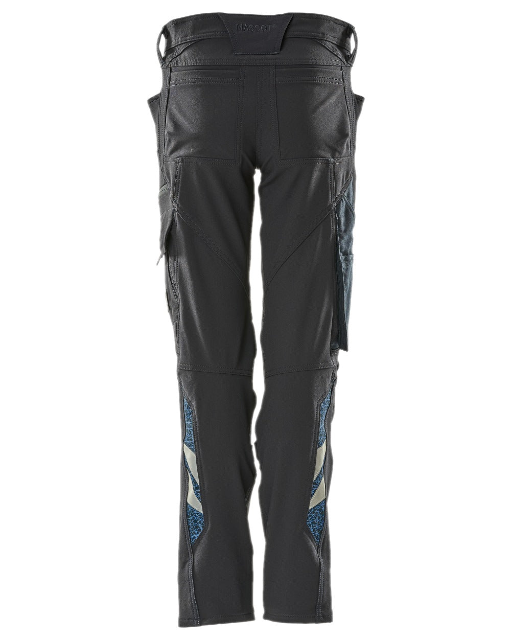 Dark Navy Coloured Mascot Workwear Womens Accelerate Trousers With Kneepad Pockets on white background