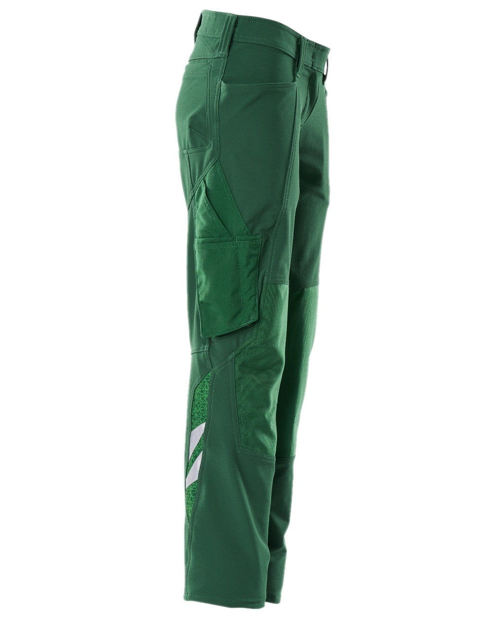 Green Coloured Mascot Workwear Womens Accelerate Trousers With Kneepad Pockets on white background