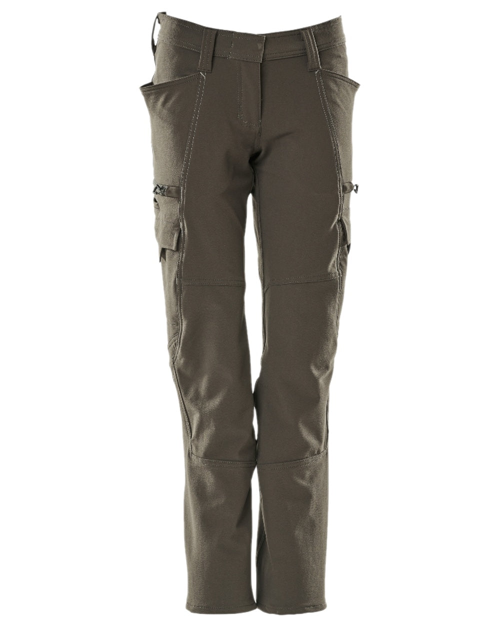 Dark Anthracite Coloured Mascot Workwear Womens Accelerate Trousers With Thigh Pockets on white background