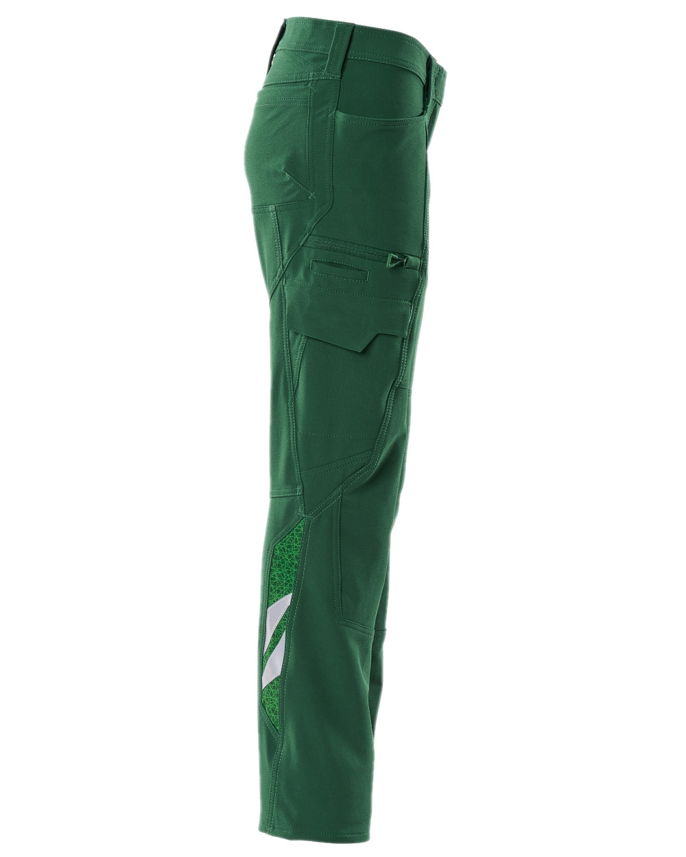 Green Coloured Mascot Workwear Womens Accelerate Trousers With Thigh Pockets on white background