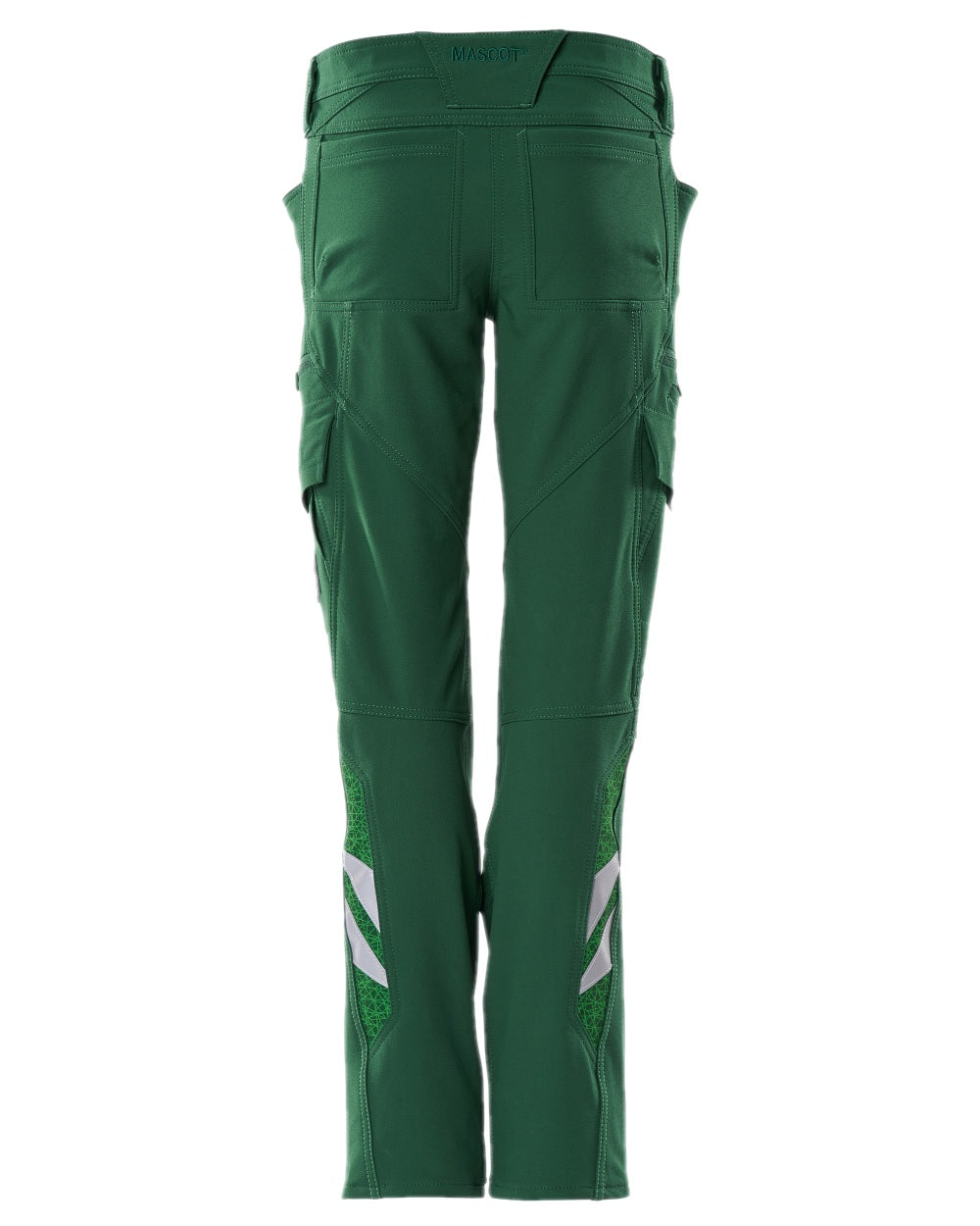 Green Coloured Mascot Workwear Womens Accelerate Trousers With Thigh Pockets on white background