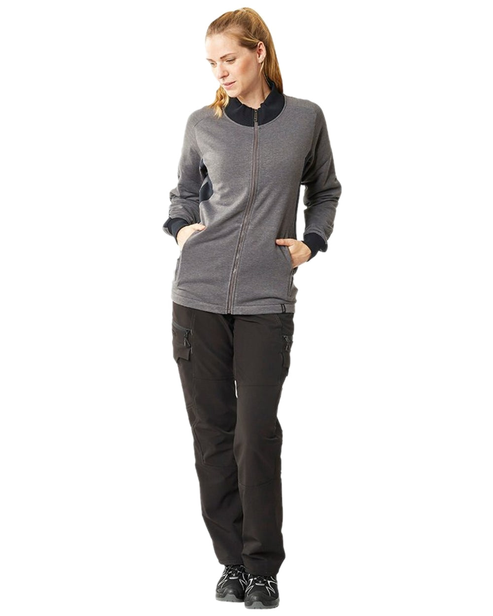 Dark Anthracite Coloured Mascot Workwear Womens Accelerate Ultimate Stretch Trousers on white background