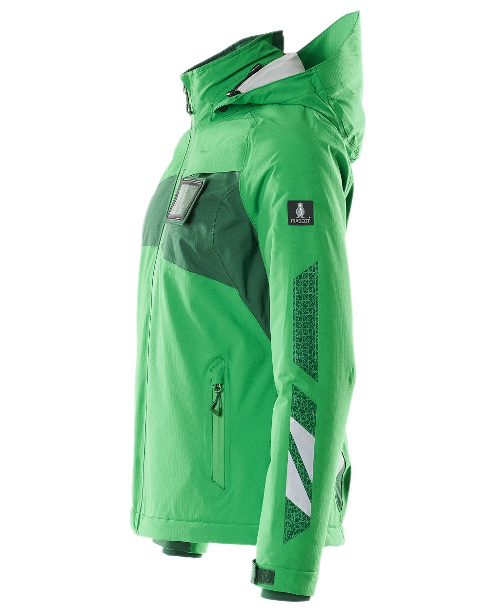Grass Green Green Coloured Mascot Workwear Womens Accelerate Waterproof Winter Jacket on white background