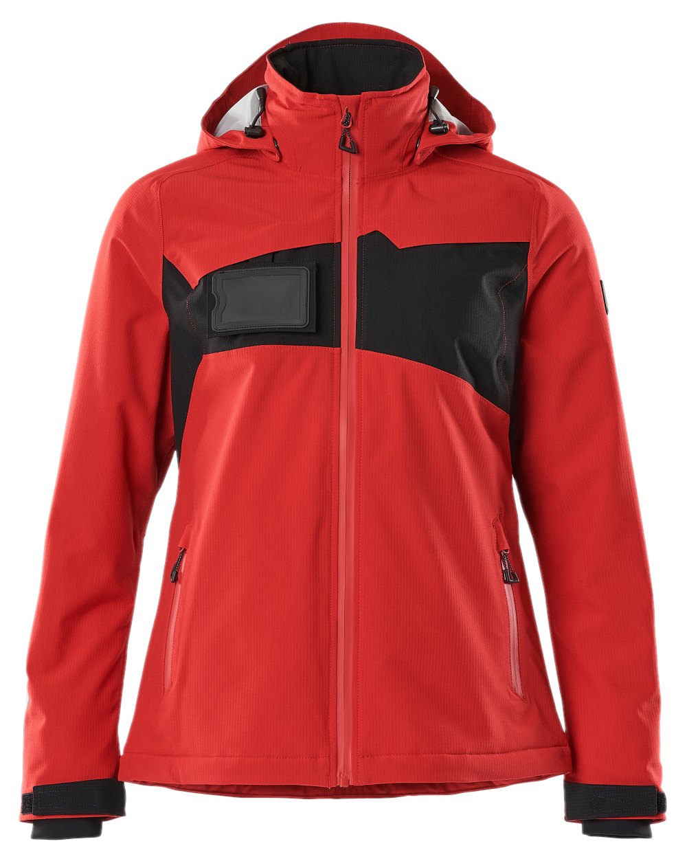 Traffic Red Black Coloured Mascot Workwear Womens Accelerate Waterproof Winter Jacket on white background