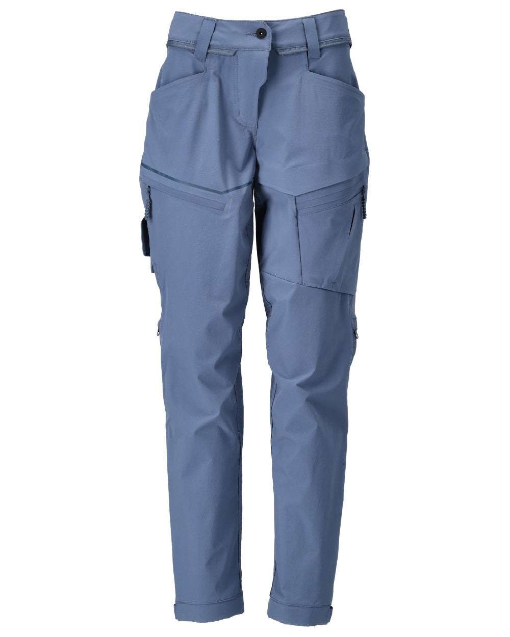 Stone Blue Coloured Mascot Workwear Womens Customized Functional Trousers on white background