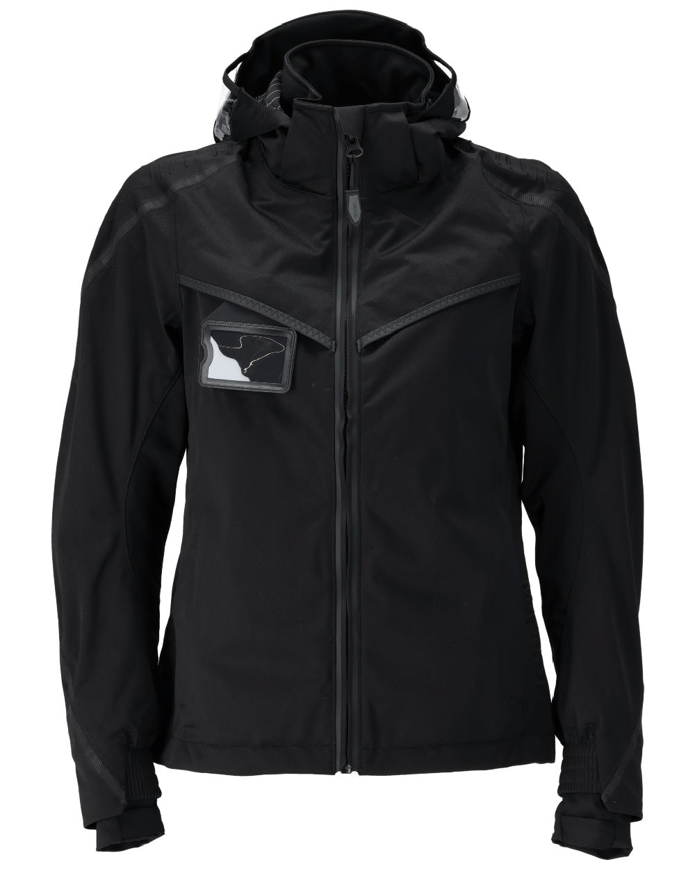 Black Coloured Mascot Workwear Womens Customized Outer Shell Jacket on white background