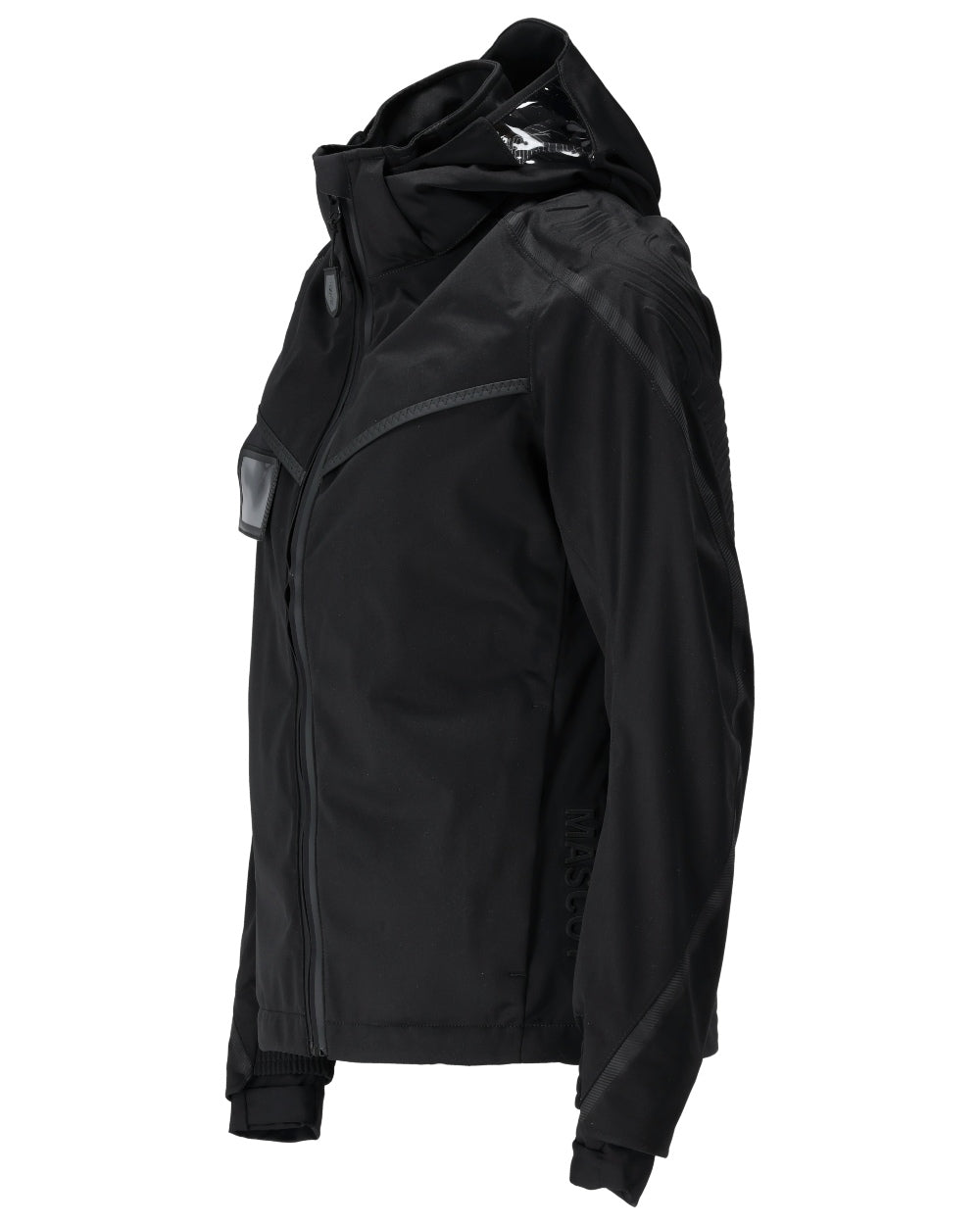 Black Coloured Mascot Workwear Womens Customized Outer Shell Jacket on white background