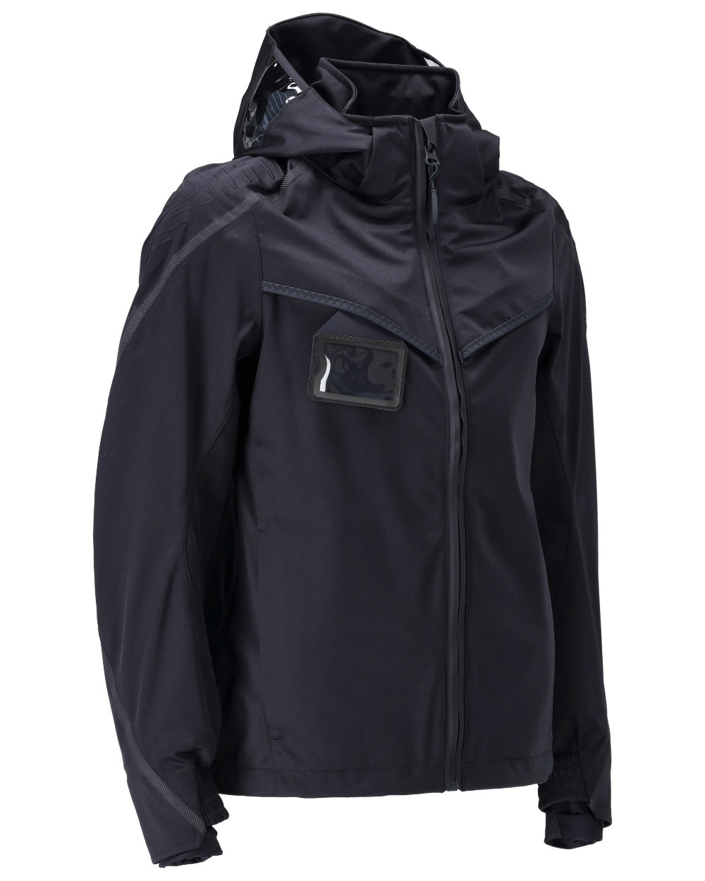 Dark Navy Coloured Mascot Workwear Womens Customized Outer Shell Jacket on white background