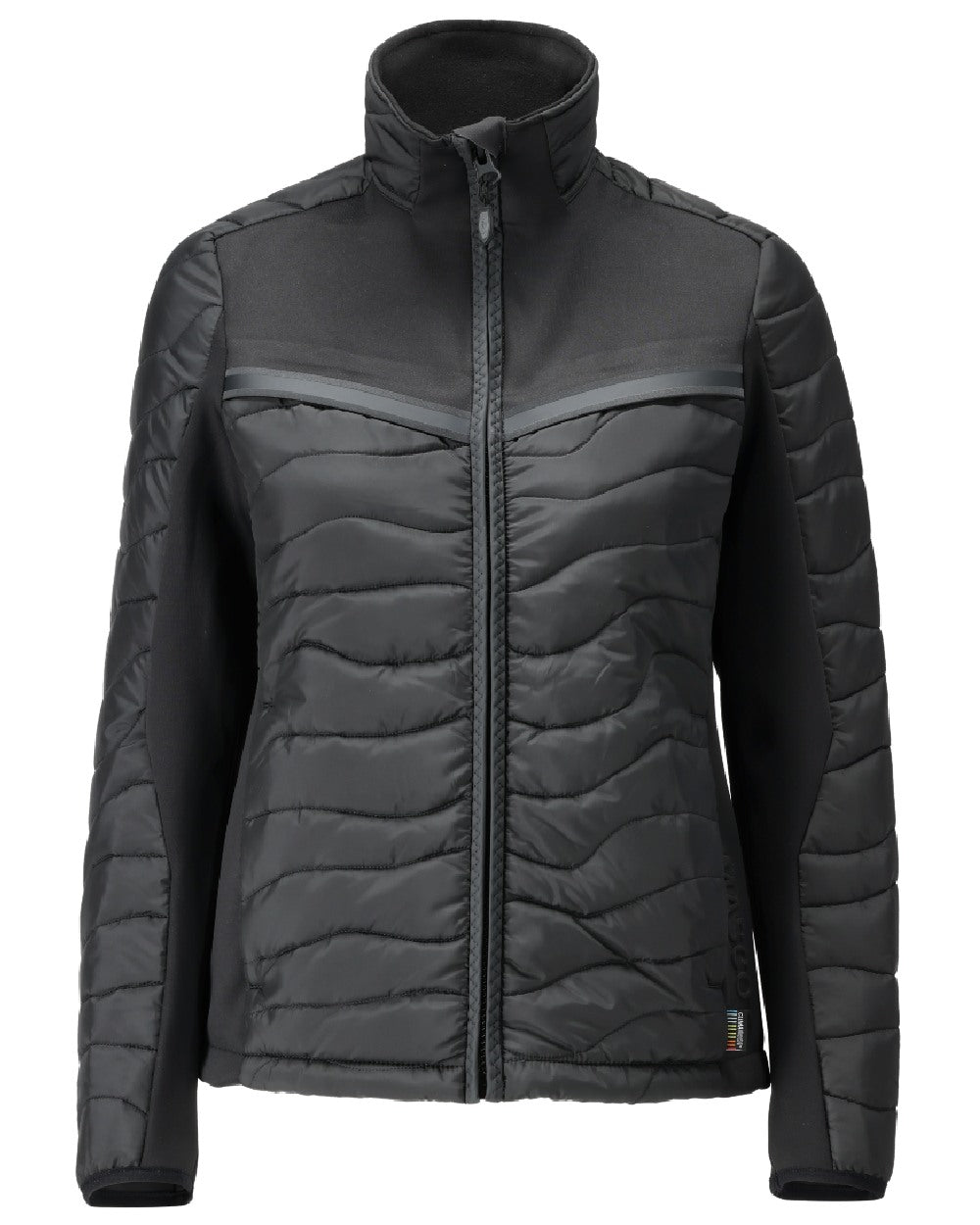 Black Coloured Mascot Workwear Womens Customized Thermal Jacket on white background